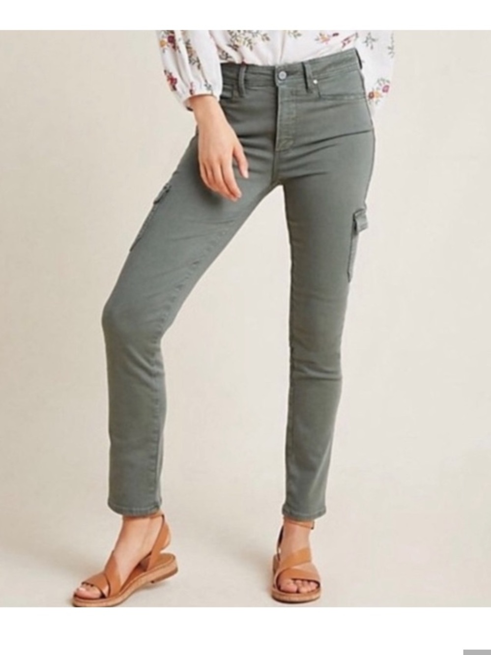 Paige Denim Green Hoxton Ankle Skinny 26 2 Cargo Pants Anthropologie